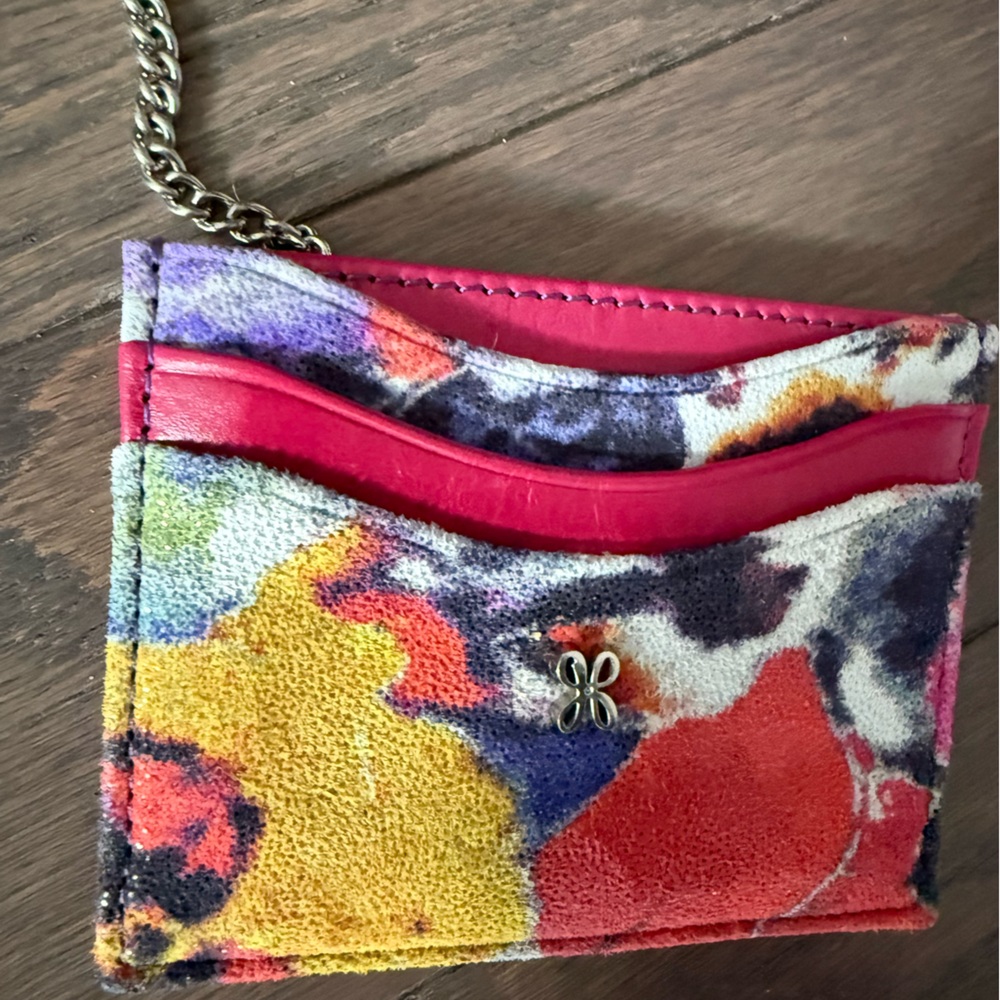 HOBO Max Floral Printed Leather Card Case with Chain Clip - Picture 8 of 9